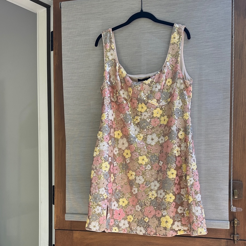 Cider Pink and Gold Sequin Dress floral flowers New with Tag Mini Party